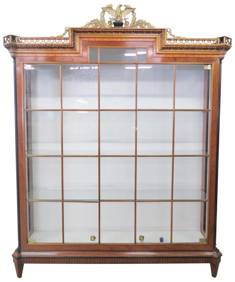 FEDERAL STYLE WALNUT CARVED VITRINE w/ GILT EAGLE CREST (1 of 4)