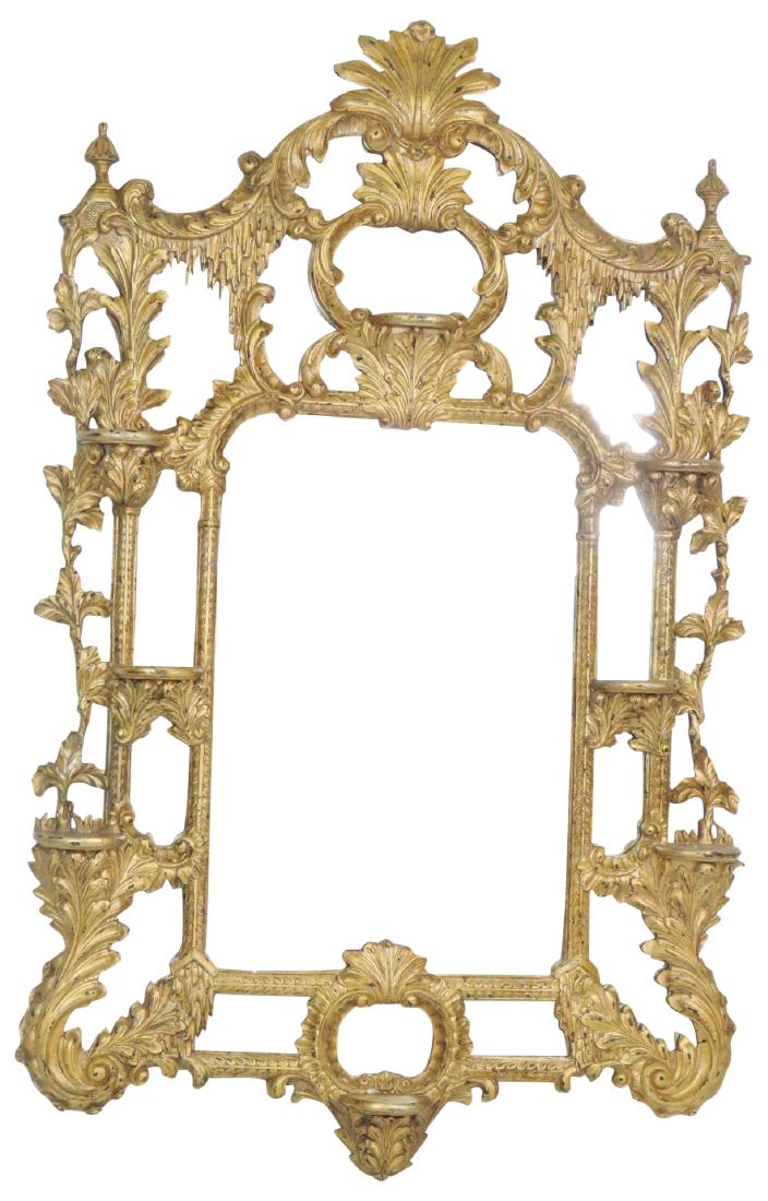 ITALIAN STYLE DISTRESSED GILT CARVED MIRROR (1 of 3)
