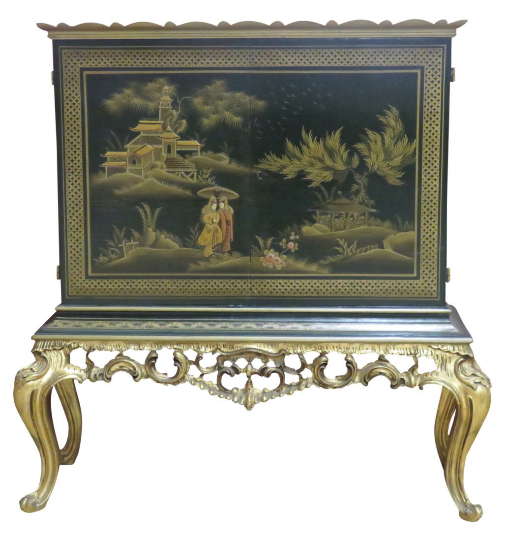CHINOISERIE PAINT DECORATED 2-DOOR BAR (1 of 5)