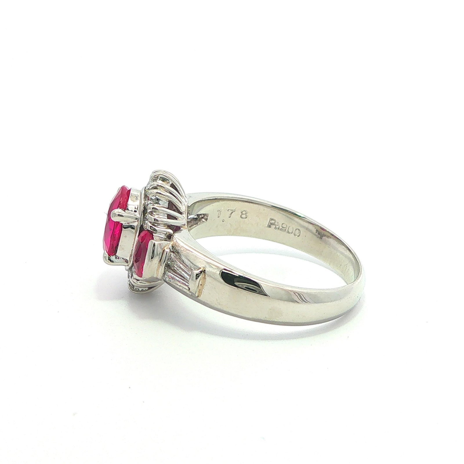 Platinum GIA Oval Bright Burma Ruby & Diamond Ring - 10