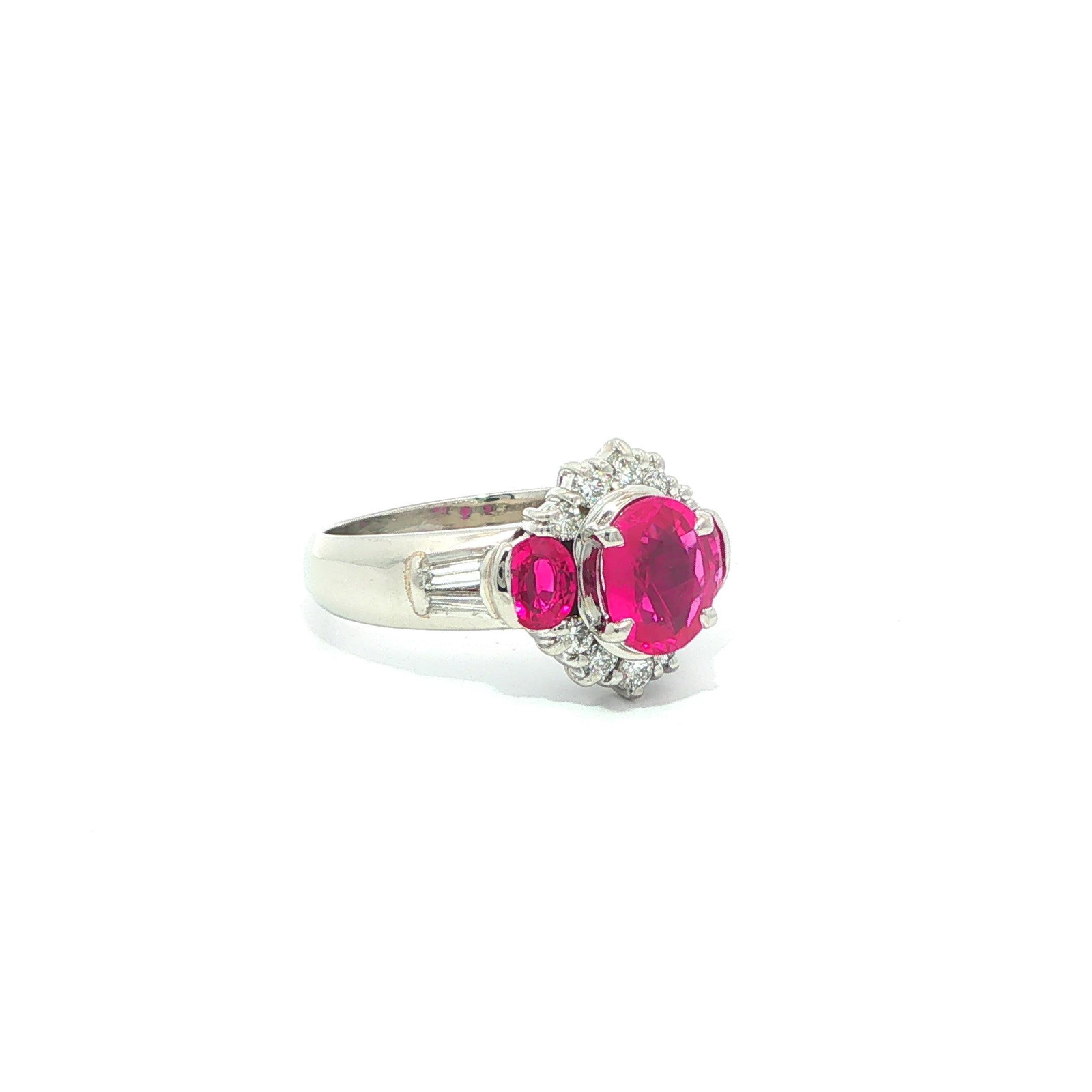 Platinum GIA Oval Bright Burma Ruby & Diamond Ring - 3