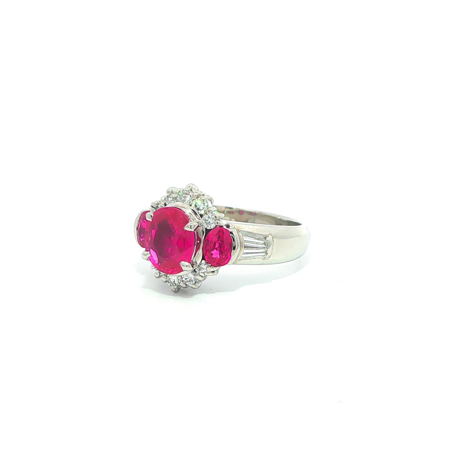Platinum GIA Oval Bright Burma Ruby & Diamond Ring - 5
