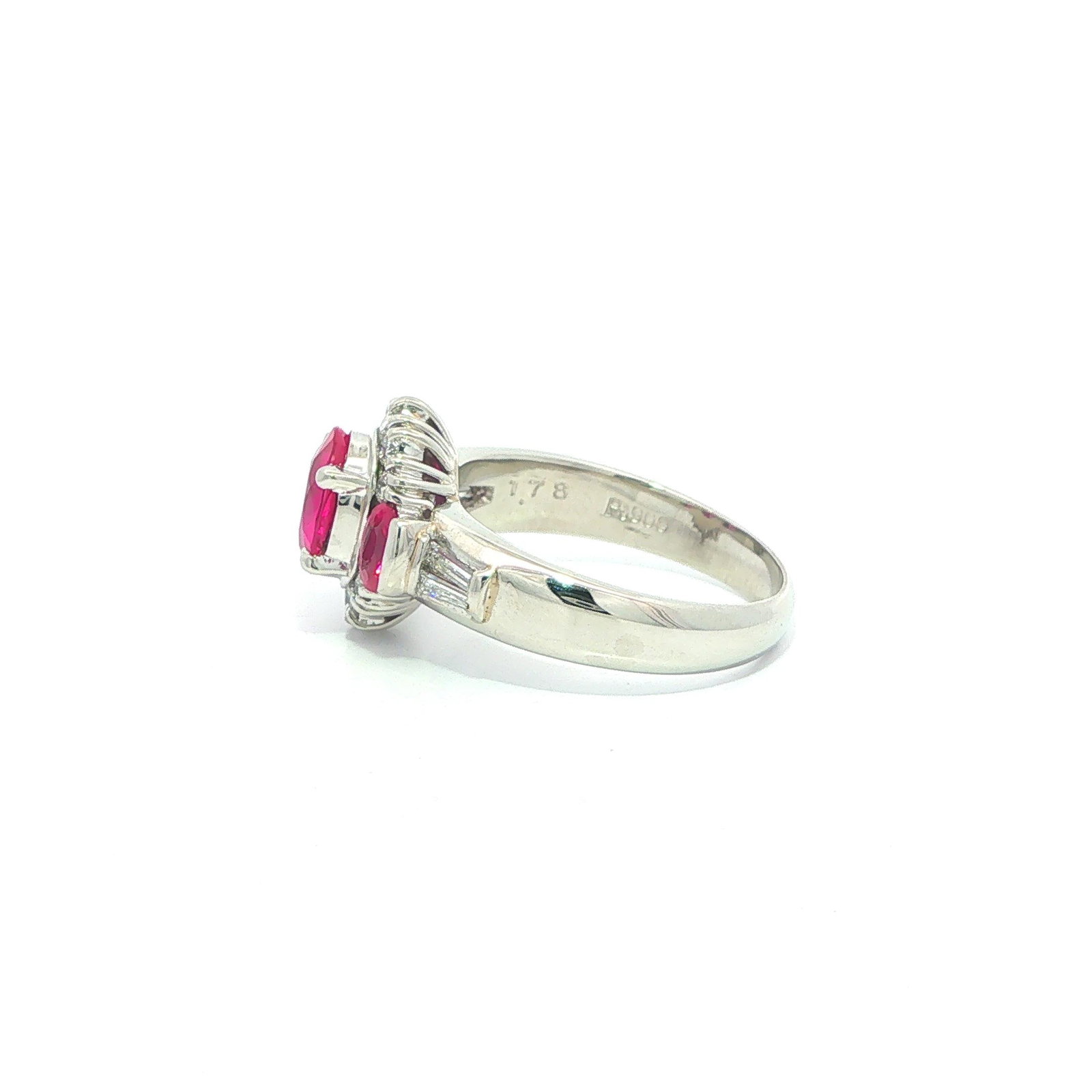 Platinum GIA Oval Bright Burma Ruby & Diamond Ring - 6