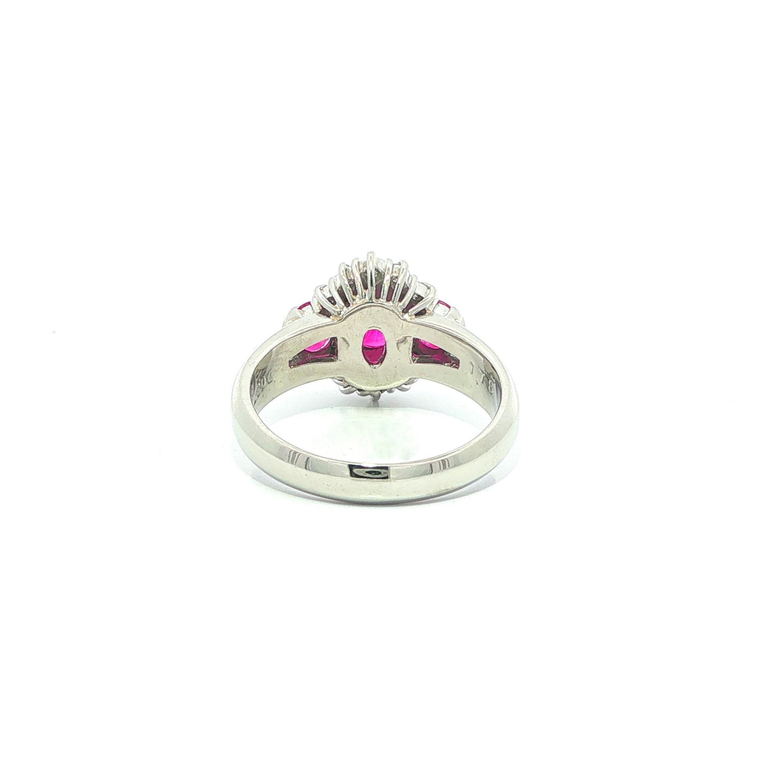 Platinum GIA Oval Bright Burma Ruby & Diamond Ring - 7