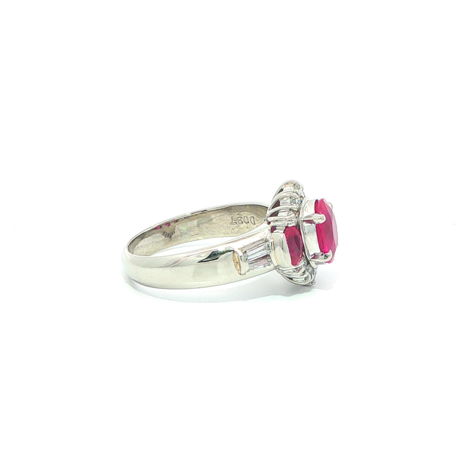 Platinum GIA Oval Bright Burma Ruby & Diamond Ring - 8