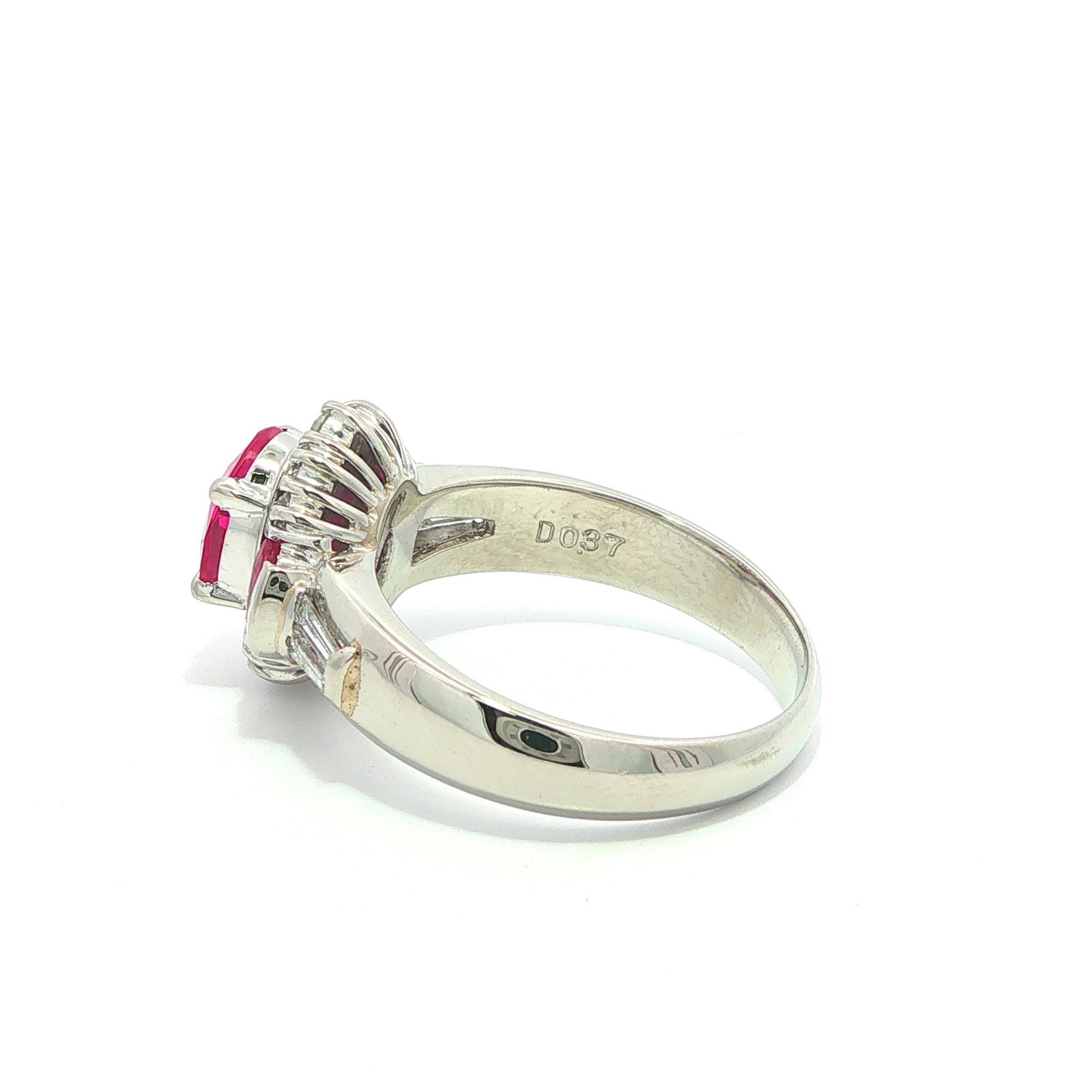 Platinum GIA Oval Bright Burma Ruby & Diamond Ring - 9