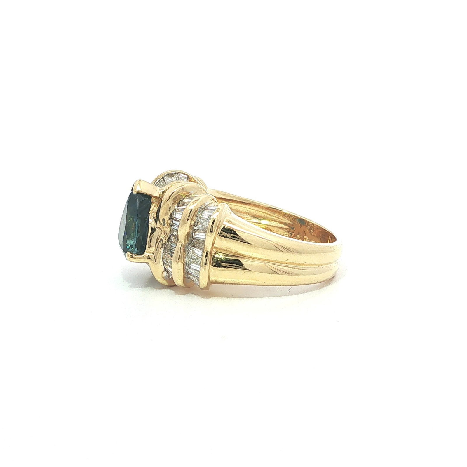 18k Gold GIA Pear Sapphire w/ Diamond Statement Ring - 10