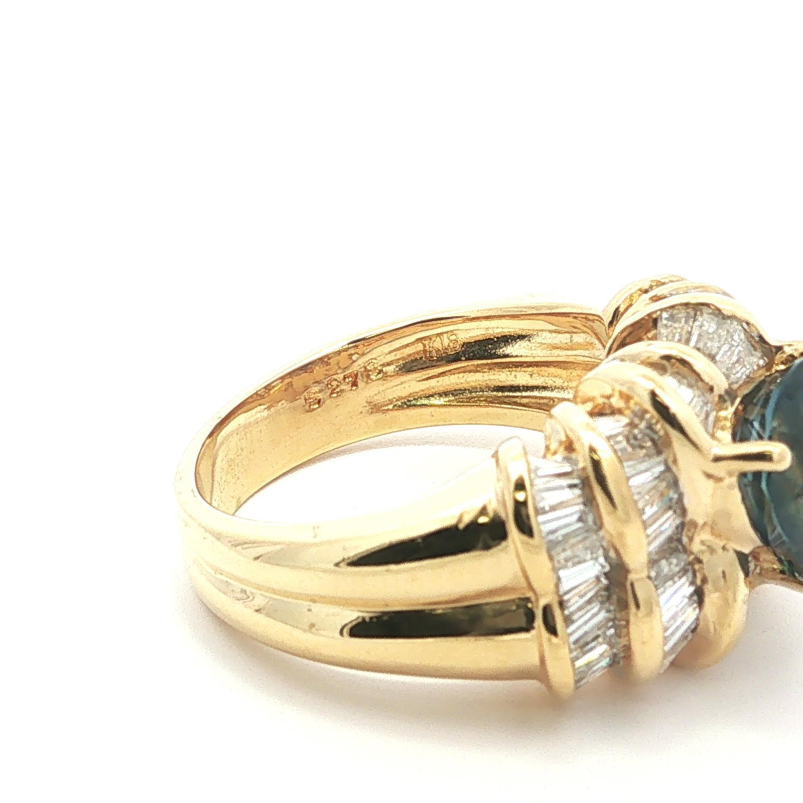 18k Gold GIA Pear Sapphire w/ Diamond Statement Ring - 13