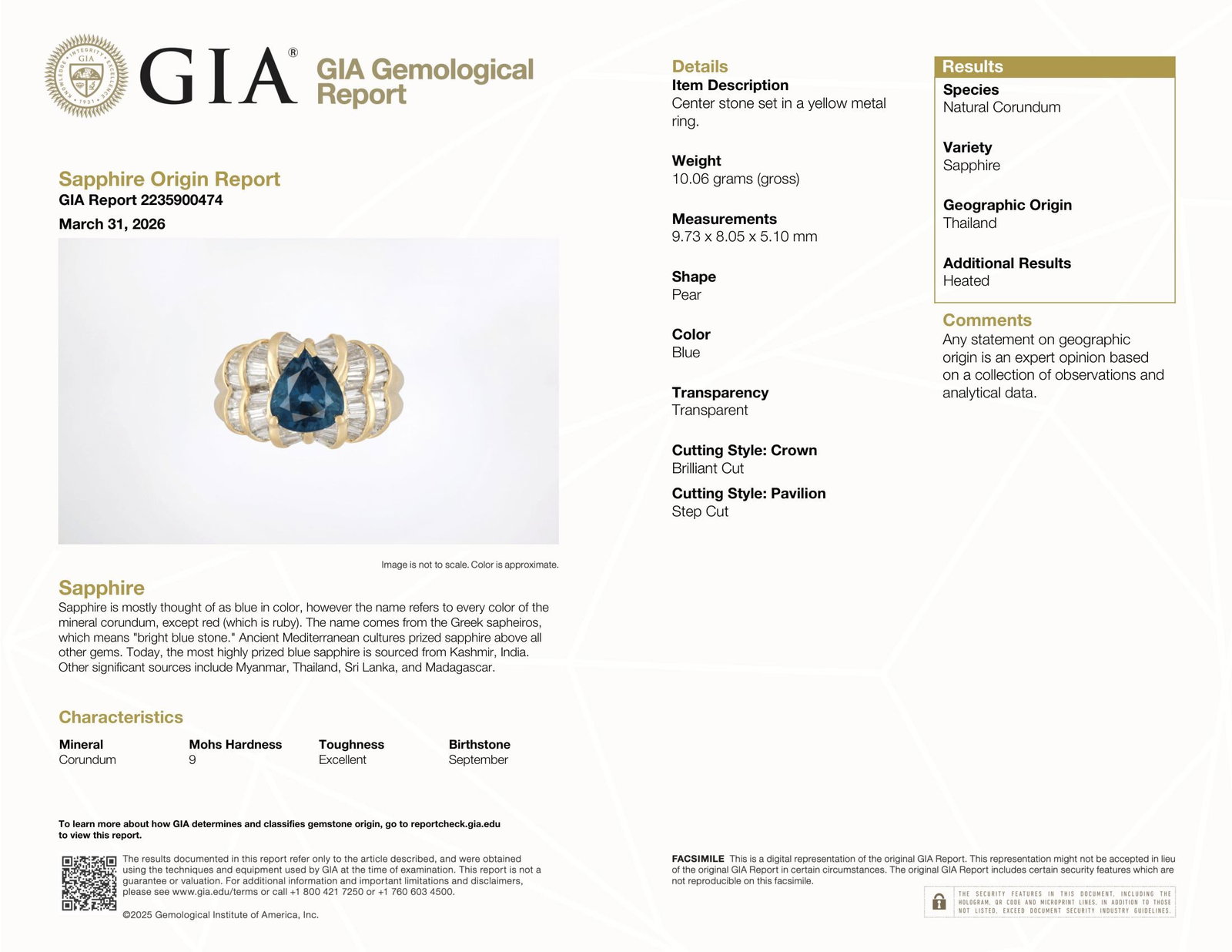 18k Gold GIA Pear Sapphire w/ Diamond Statement Ring - 14