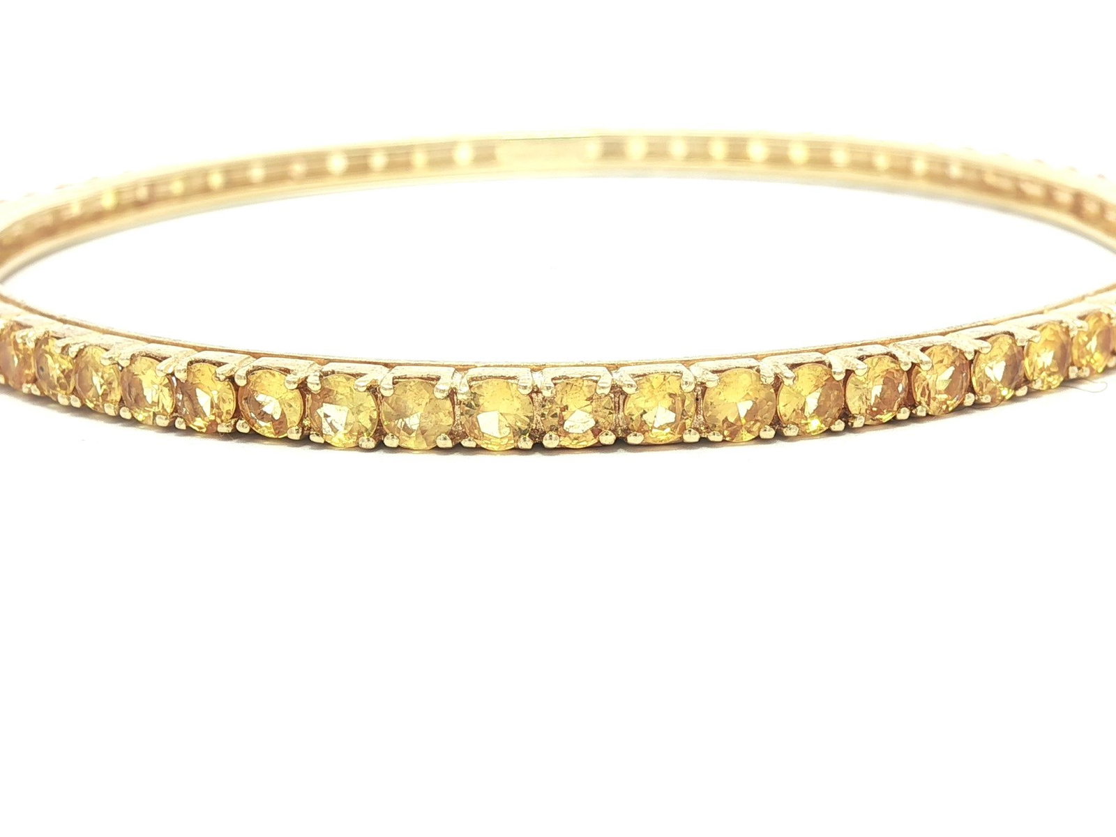 18k Gold Yellow Sapphire Eternity Tennis Slip On Bangle - 4