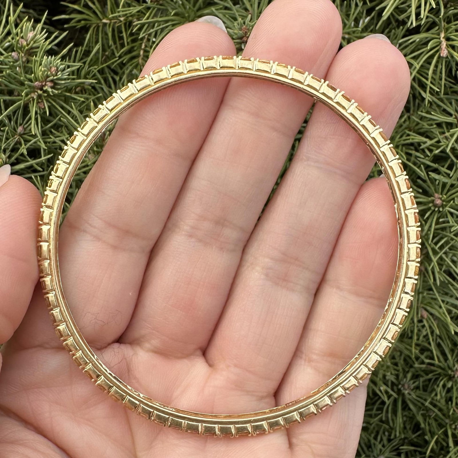 18k Gold Yellow Sapphire Eternity Tennis Slip On Bangle - 6