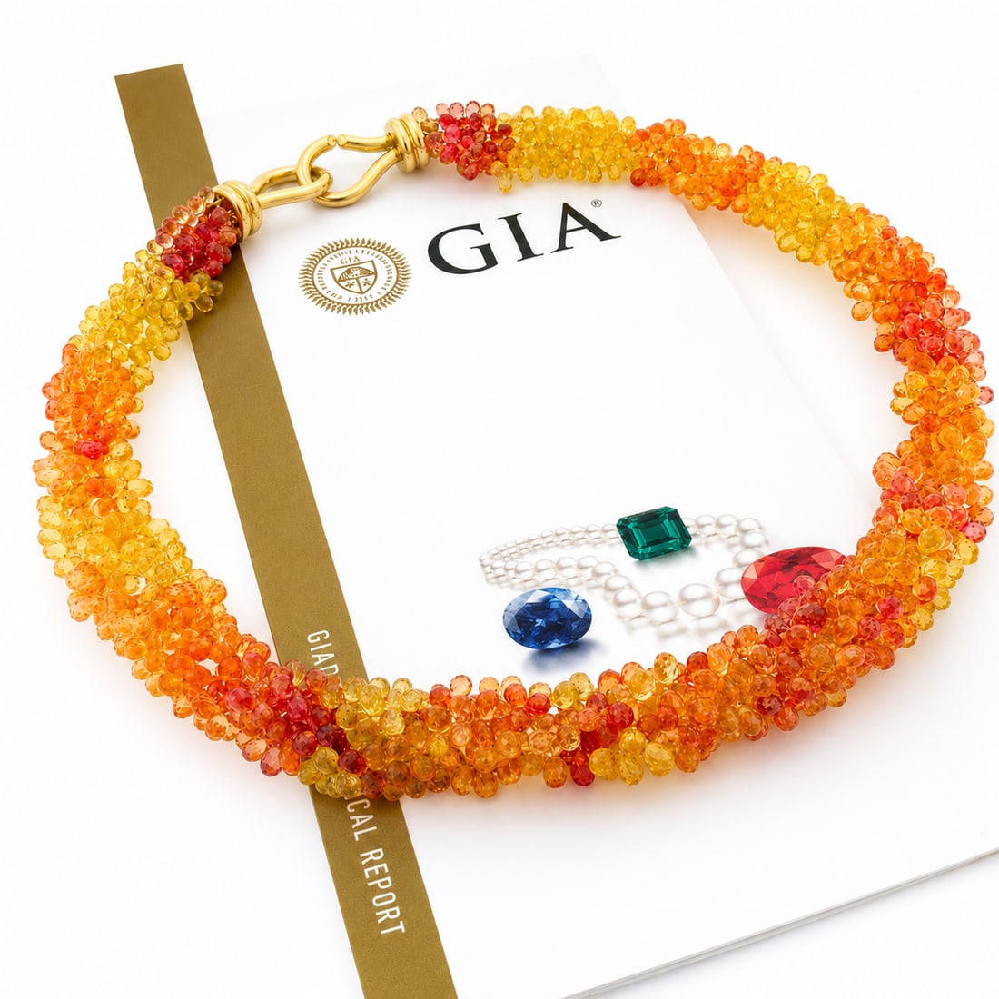 GIA Briolette Sapphire Necklace w/ 18k Gold Clasp - 6