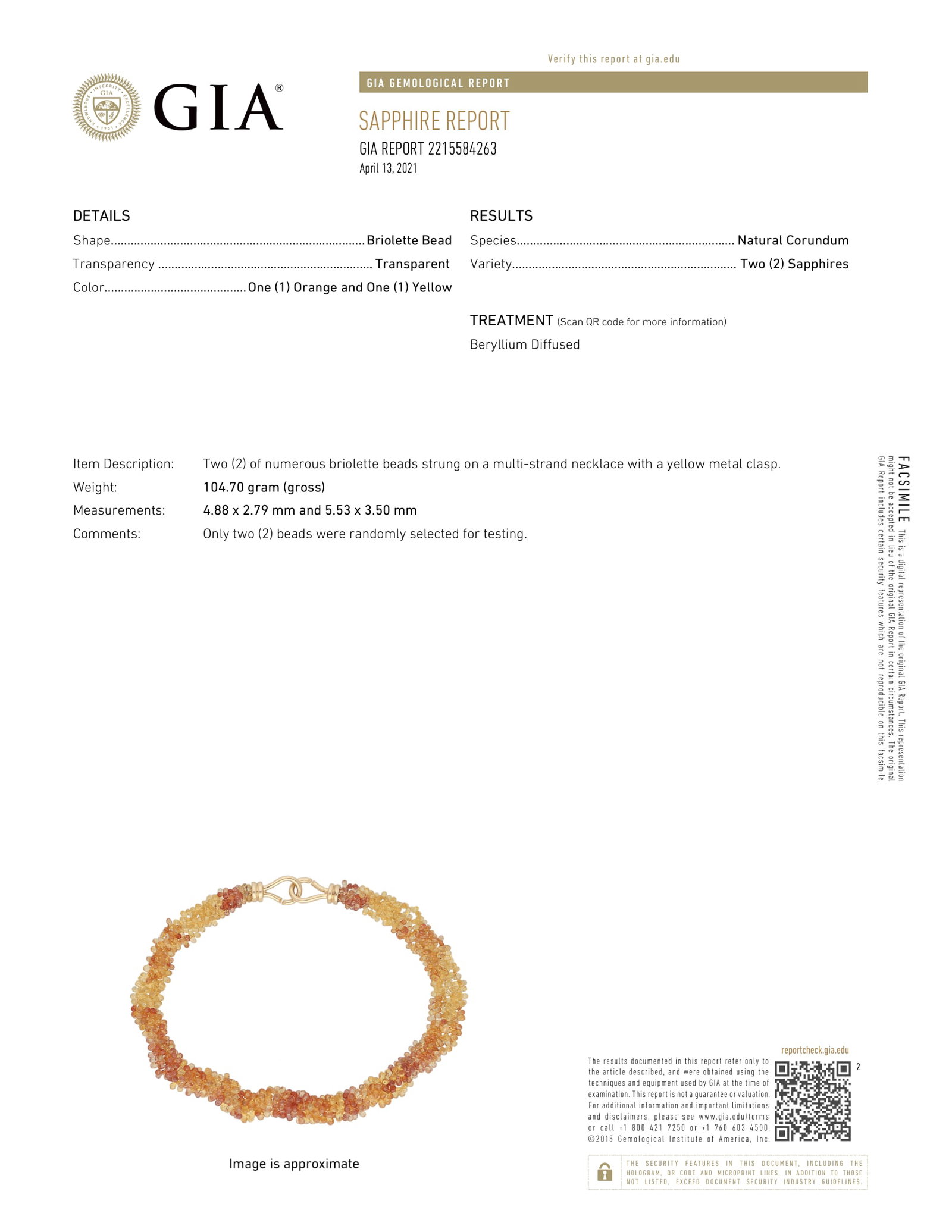 GIA Briolette Sapphire Necklace w/ 18k Gold Clasp - 7