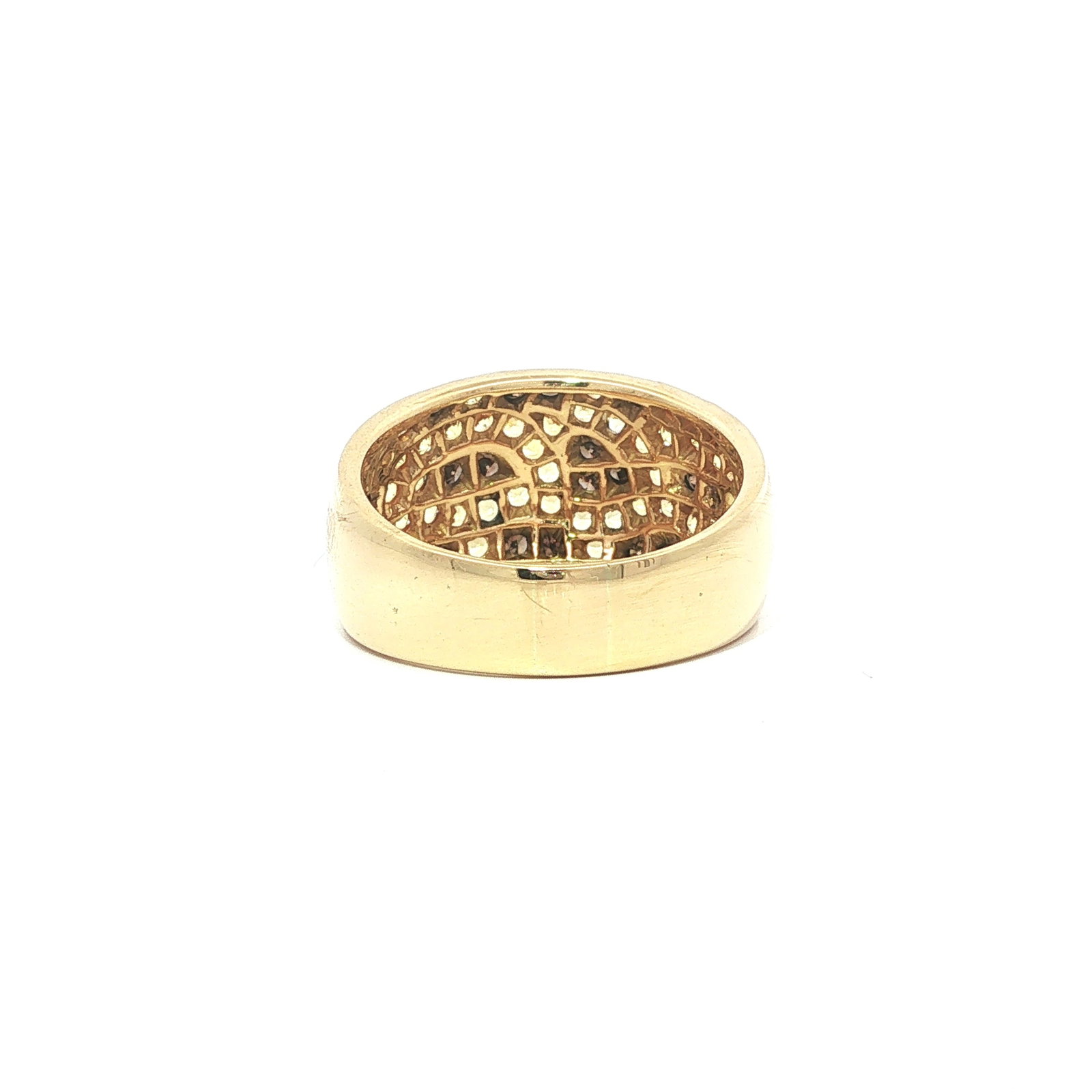 18k Gold Sapphire & Cognac Diamond Wide Cigar Band Ring - 7