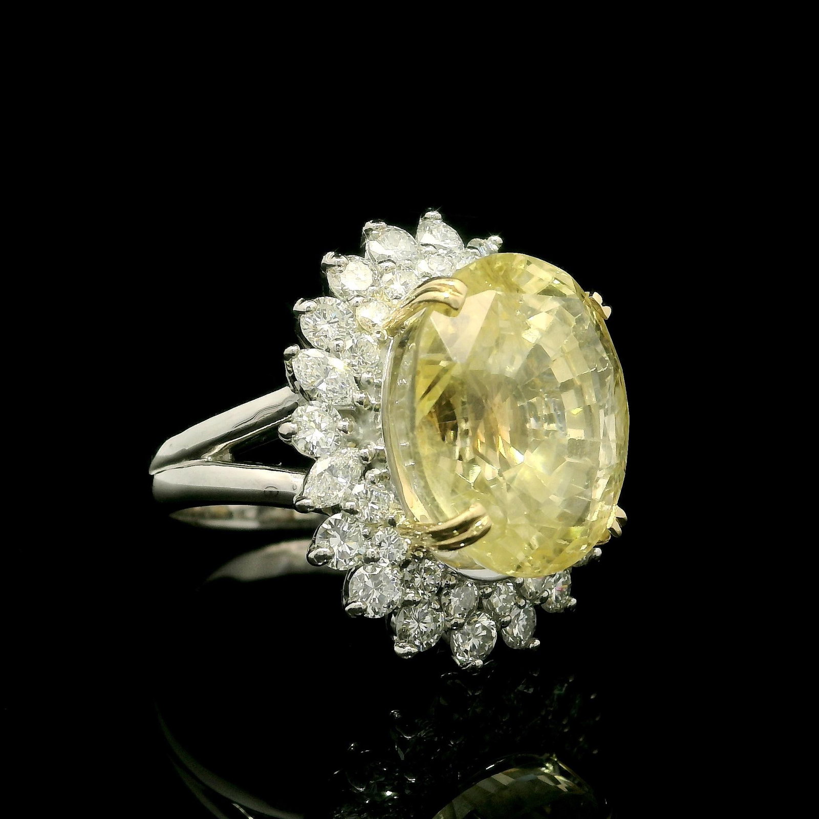 Platinum & Gold GIA Yellow Sapphire Diamond Ring - 10