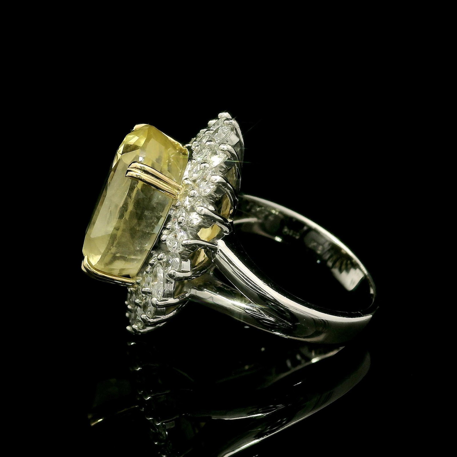 Platinum & Gold GIA Yellow Sapphire Diamond Ring - 11