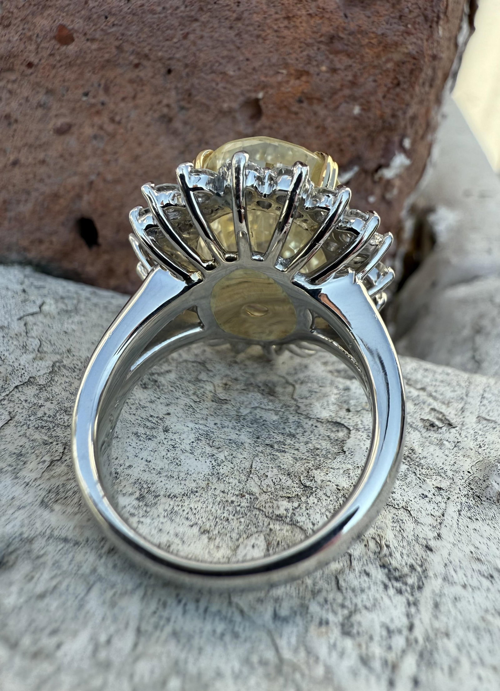 Platinum & Gold GIA Yellow Sapphire Diamond Ring - 14