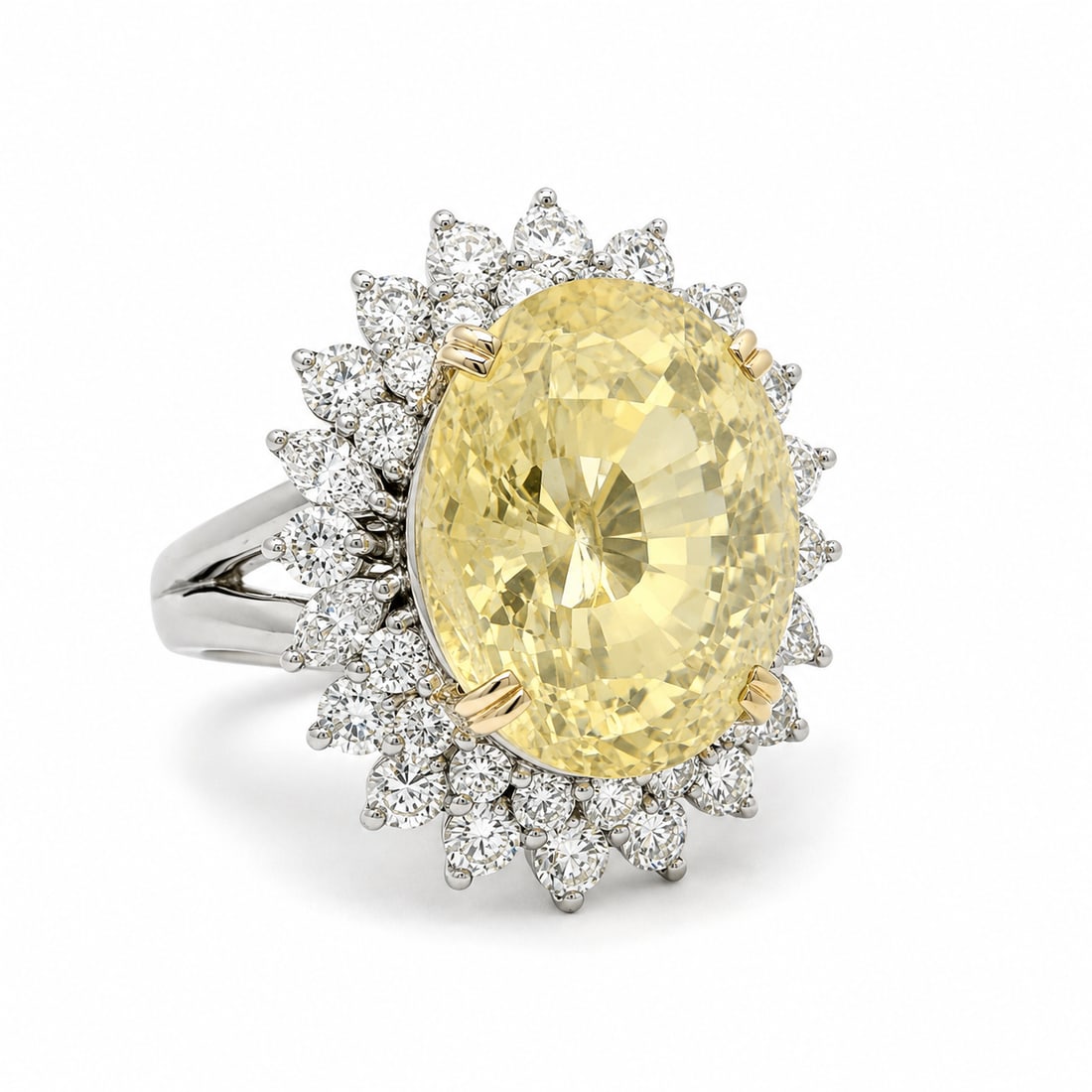 Platinum & Gold GIA Yellow Sapphire Diamond Ring - 2