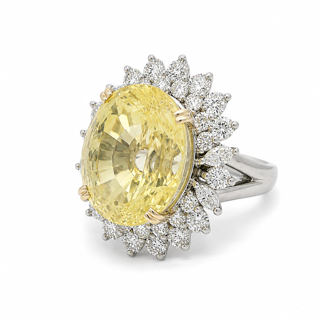 Platinum & Gold GIA Yellow Sapphire Diamond Ring - 3