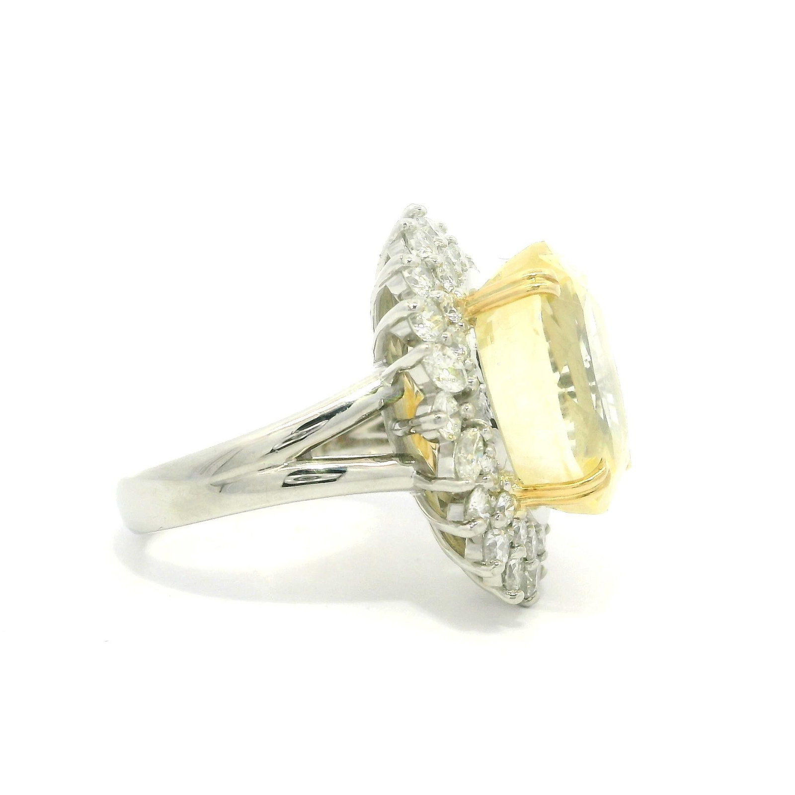 Platinum & Gold GIA Yellow Sapphire Diamond Ring - 4