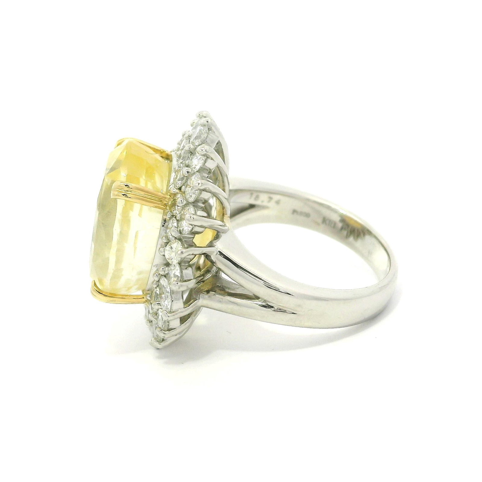 Platinum & Gold GIA Yellow Sapphire Diamond Ring - 6