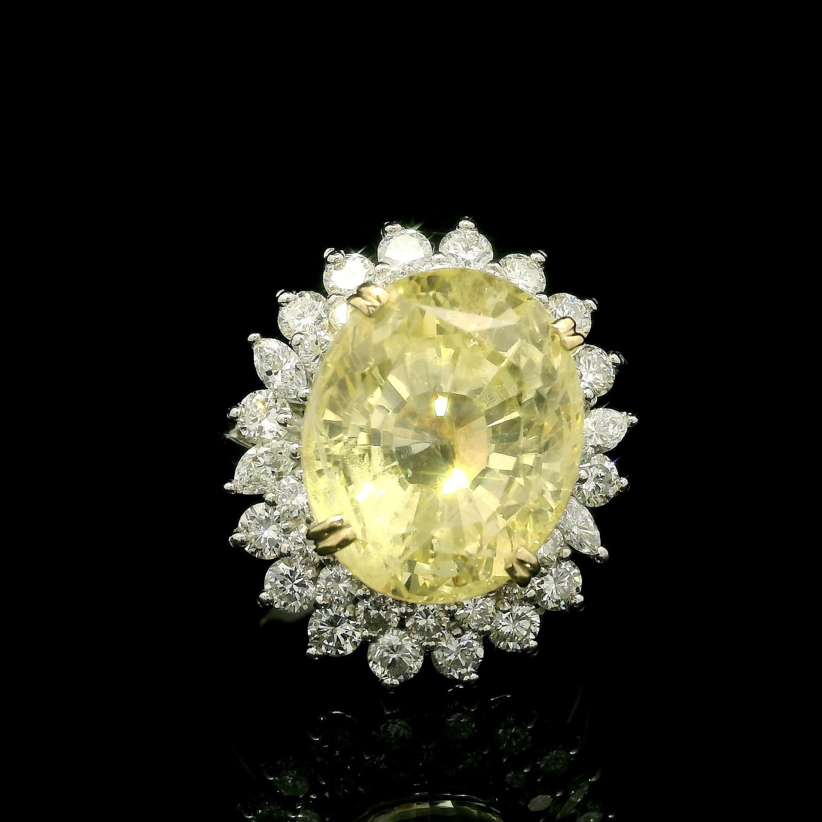 Platinum & Gold GIA Yellow Sapphire Diamond Ring - 9