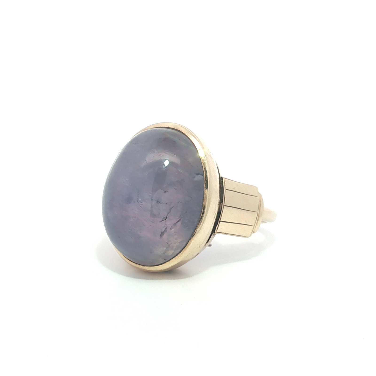 14k Yellow Gold Purple Star Sapphire Solitaire Ring - 3