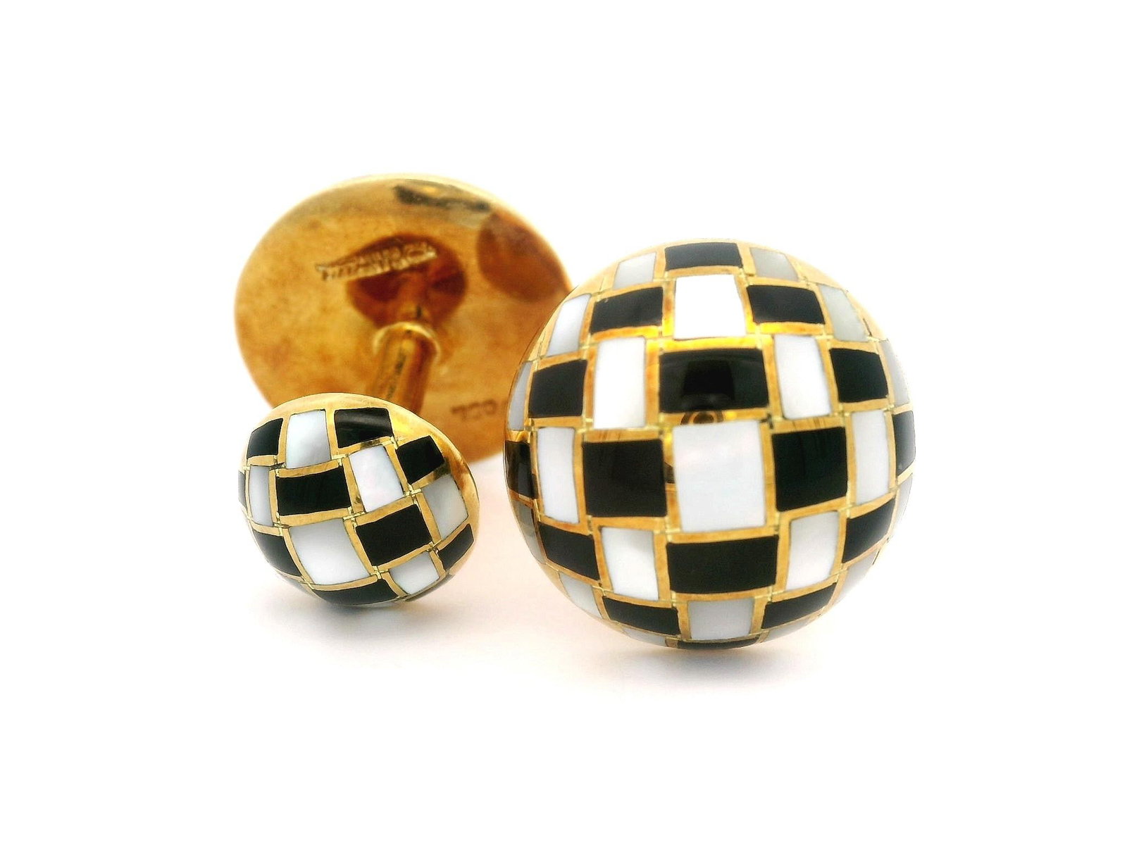 Tiffany & Co 18k Gold MOP Black Onyx Round Cufflinks - 2