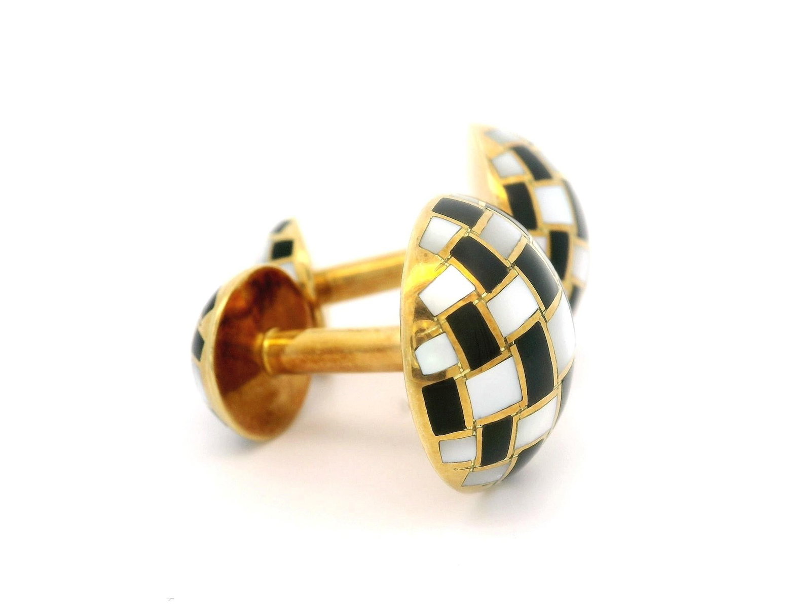 Tiffany & Co 18k Gold MOP Black Onyx Round Cufflinks - 4