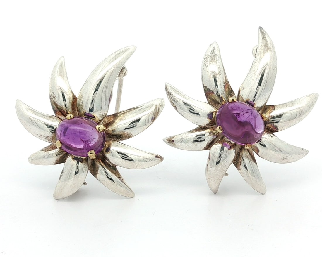 Tiffany & Co. Silver & Gold Amethyst 2 Fireworks Brooch - 2