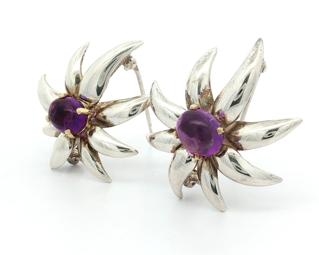 Tiffany & Co. Silver & Gold Amethyst 2 Fireworks Brooch - 3