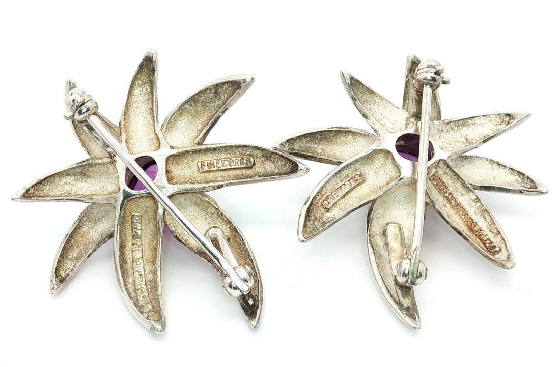 Tiffany & Co. Silver & Gold Amethyst 2 Fireworks Brooch - 7