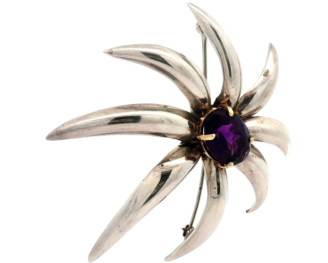 Tiffany & Co. Gold & Silver Amethyst Fireworks Brooch - 3