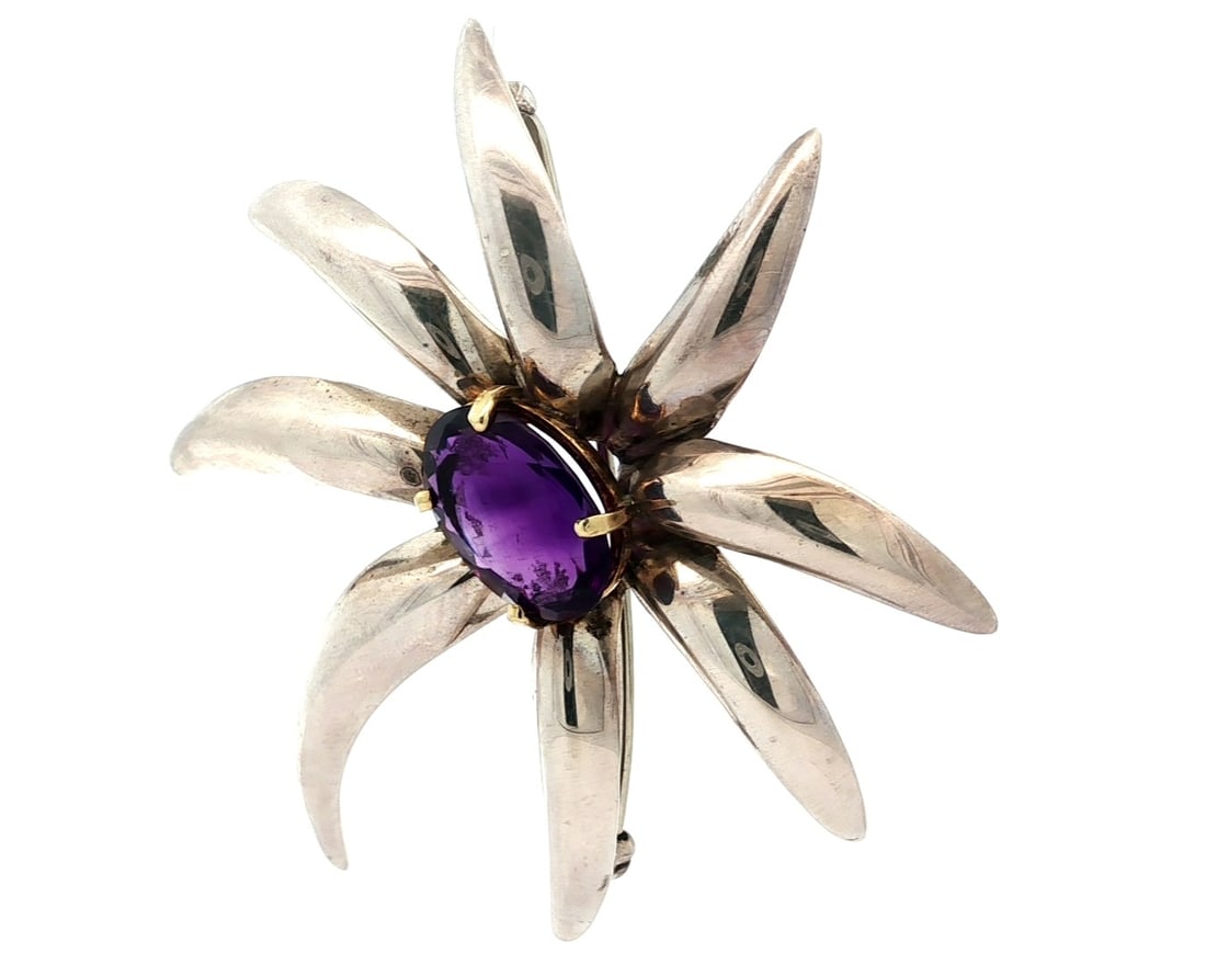 Tiffany & Co. Gold & Silver Amethyst Fireworks Brooch - 4