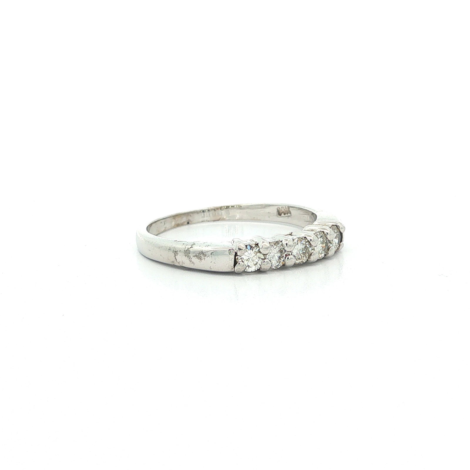 White Gold Round Diamond Wedding Stackable Band Ring - 2