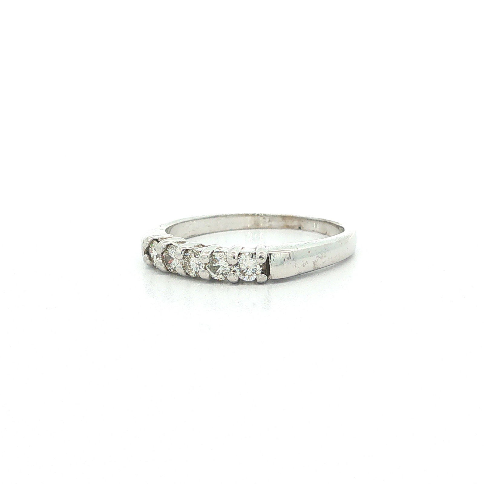 White Gold Round Diamond Wedding Stackable Band Ring - 3