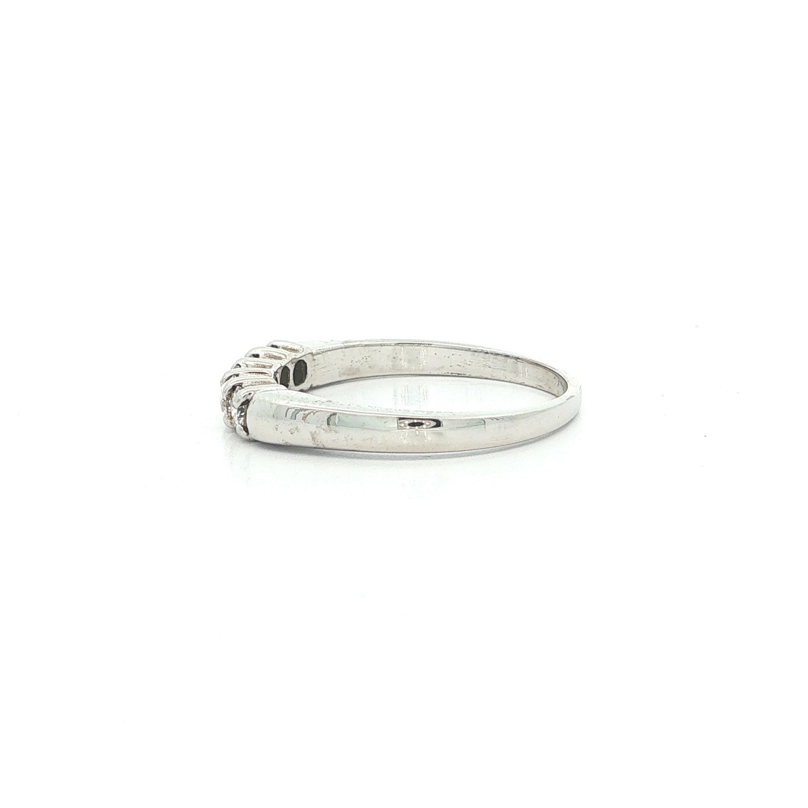 White Gold Round Diamond Wedding Stackable Band Ring - 4