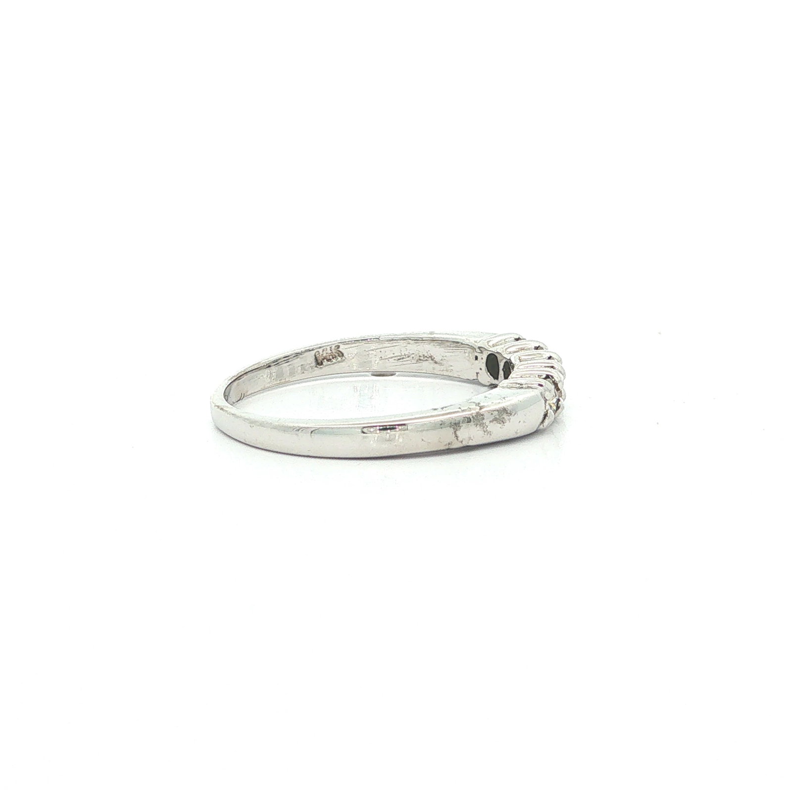 White Gold Round Diamond Wedding Stackable Band Ring - 5