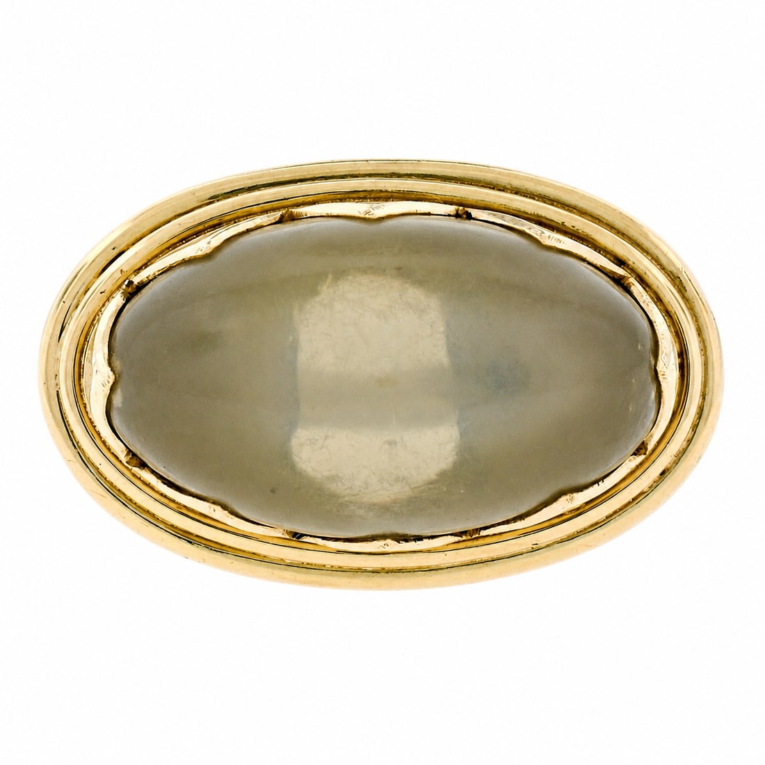 18k Gold & Silver Moonstone Fancy Large Cocktail Ring: Vintage 18k Gold & Silver Cabochon Moonstone Fancy Prong Set Large Cocktail Ring. Here we have a very unique, vintage, custom made cocktail ring crafted in solid 18k yellow gold with sterling silver s
