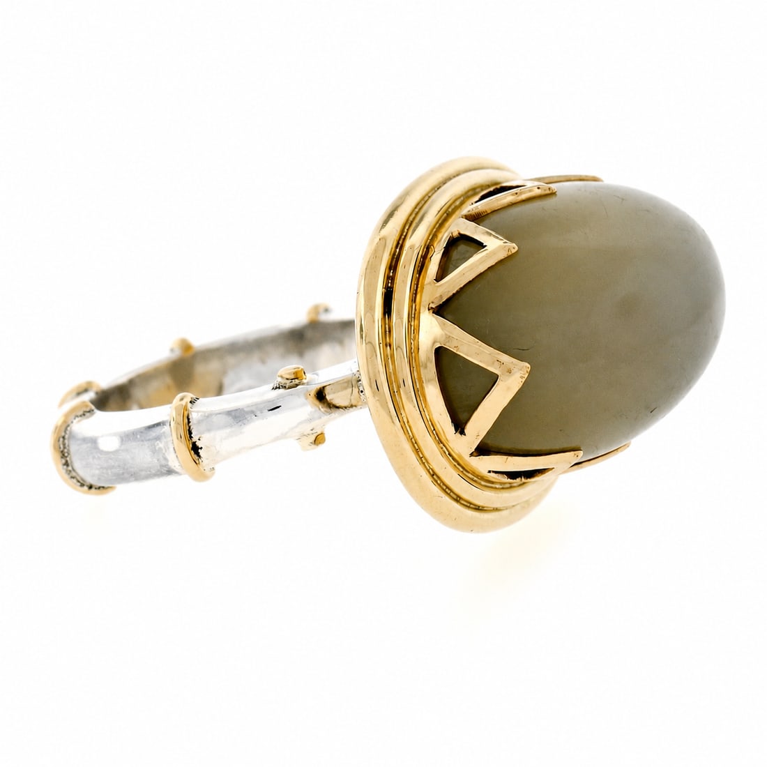 18k Gold & Silver Moonstone Fancy Large Cocktail Ring - 3