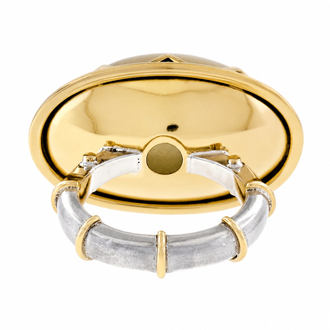 18k Gold & Silver Moonstone Fancy Large Cocktail Ring - 4