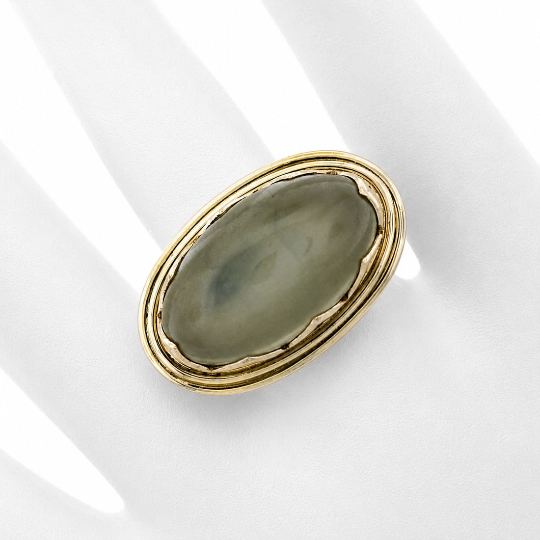 18k Gold & Silver Moonstone Fancy Large Cocktail Ring - 8