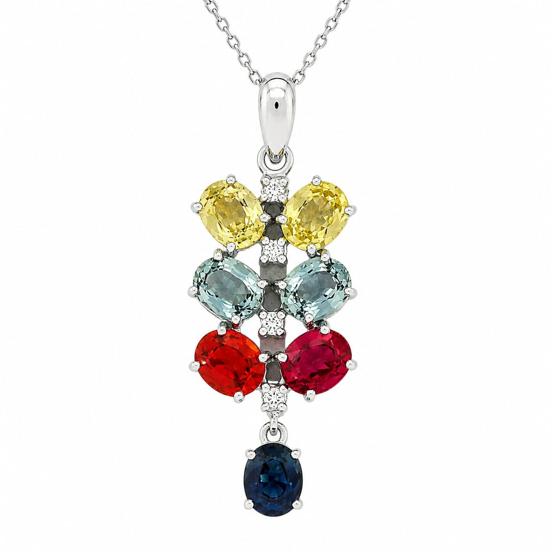 14K Gold Sapphire & Diamond Pendant Necklace - 2