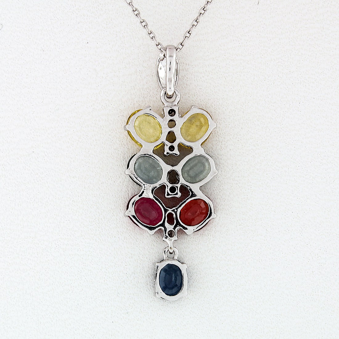 14K Gold Sapphire & Diamond Pendant Necklace - 4
