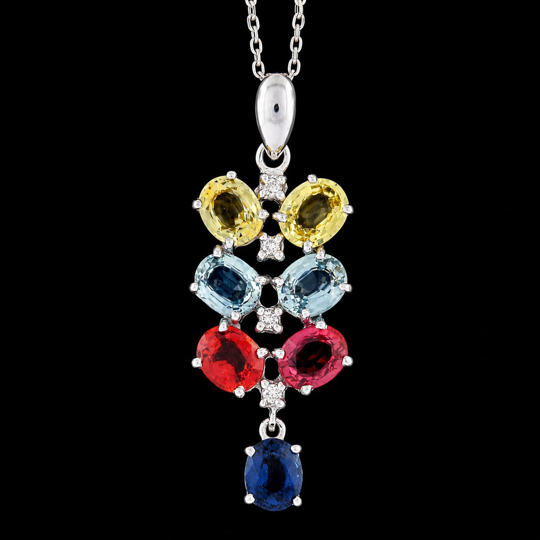 14K Gold Sapphire & Diamond Pendant Necklace - 6