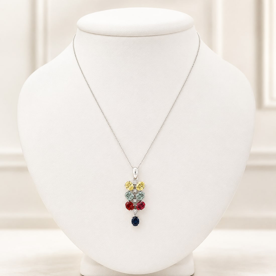 14K Gold Sapphire & Diamond Pendant Necklace - 7