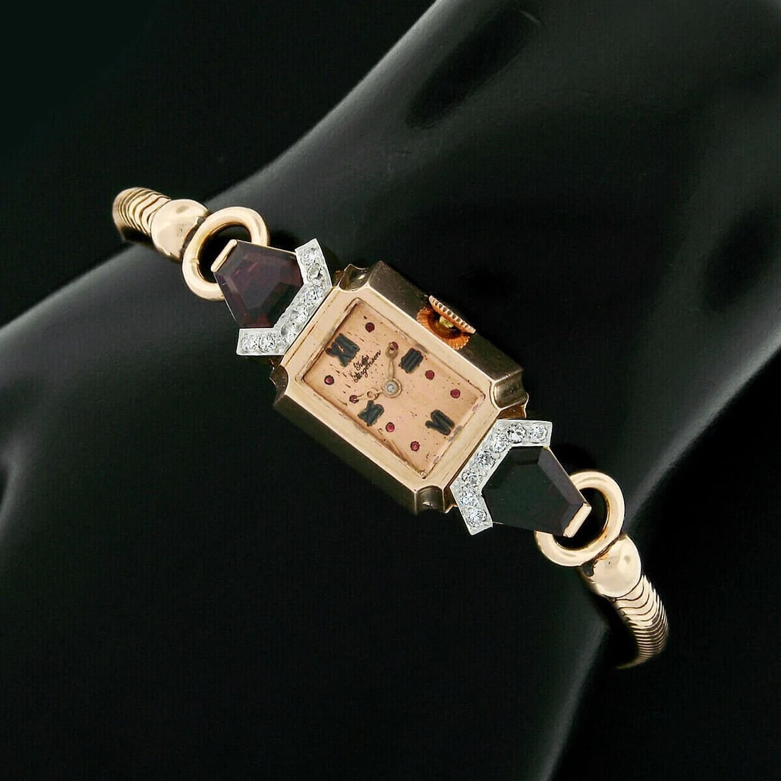 Jules Jurgensen Gold & Platinum Garnet & Diamond Watch - 11