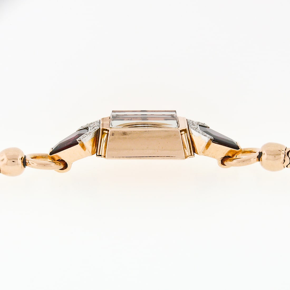 Jules Jurgensen Gold & Platinum Garnet & Diamond Watch - 5