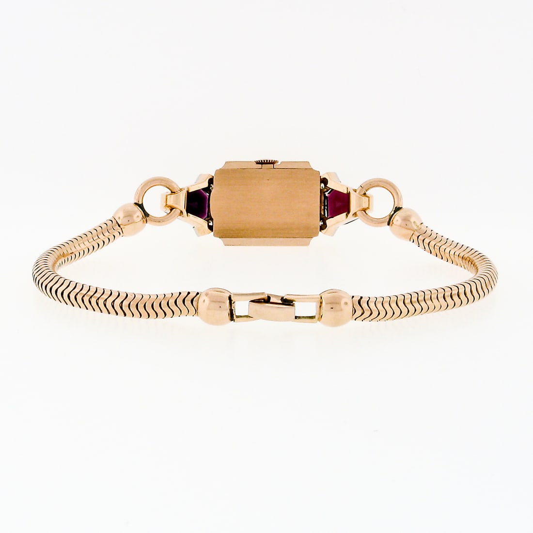 Jules Jurgensen Gold & Platinum Garnet & Diamond Watch - 6