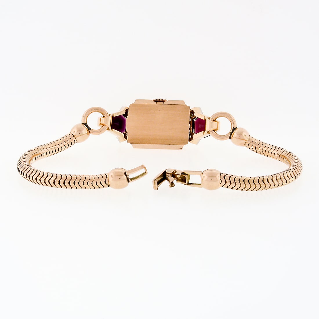 Jules Jurgensen Gold & Platinum Garnet & Diamond Watch - 7